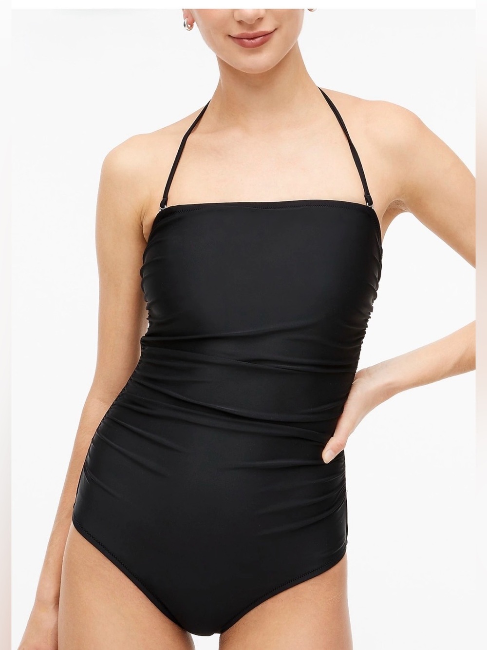 J. Crew Factory Black Halter One-Piece Swimsuit